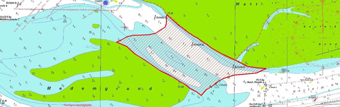 Figure 1: Position and profile of the underwater relocation area  