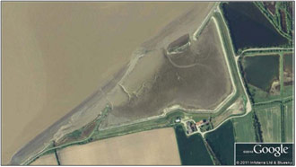 Figure 2: The managed realignment at Chowder Ness - Google Earth derived aerial view