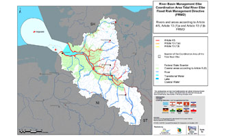 Figure 2d Scope of the Flood Risk Management Directive for the Coordination Area “Tideelbe”, being a part of the International River Basin District Elbe